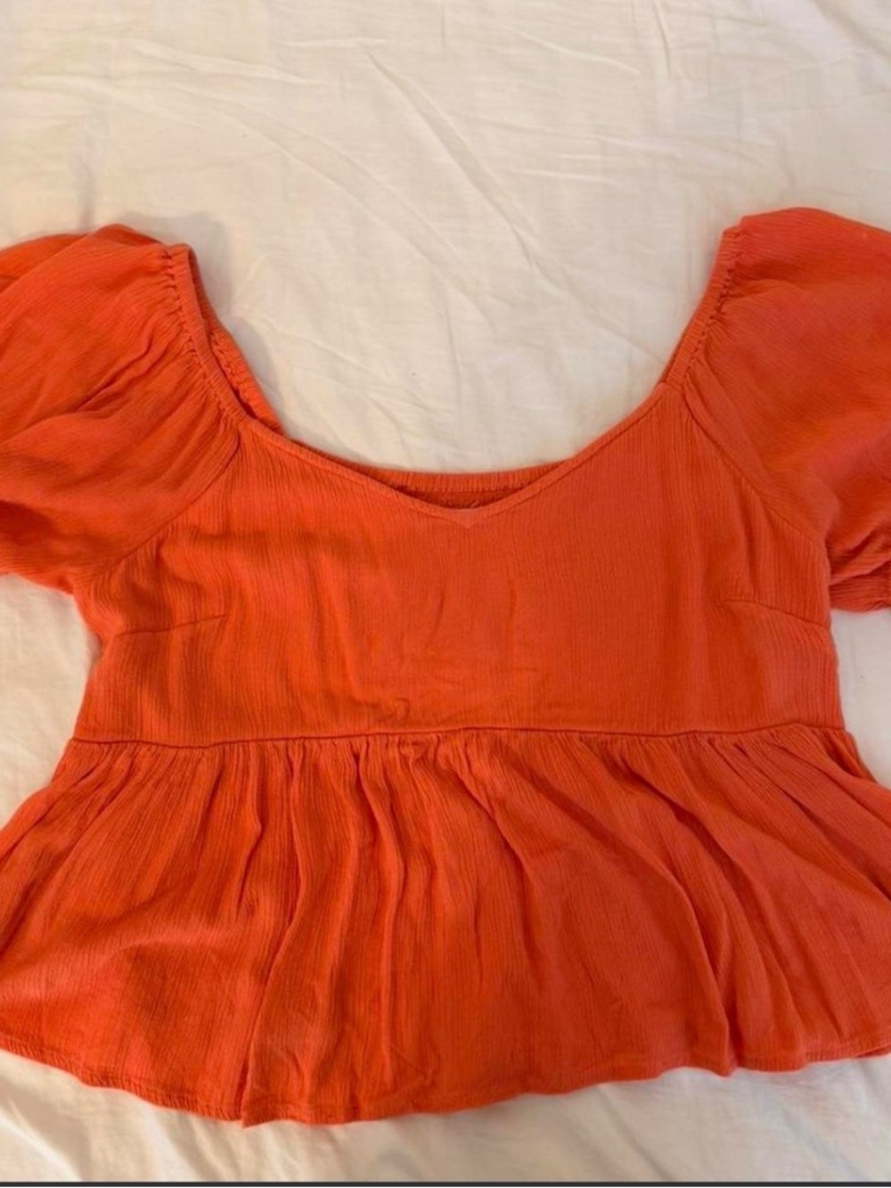 O neill Women’s Puff Sleeve Peplum Top - Orange